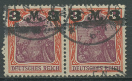 Deutsches Reich 1921 Germania Mit Aufdruck 155 I A Waag. Paar Gestempelt - Usati