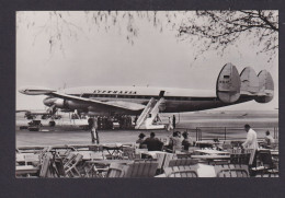 Flugpost Ansichtskarte Lufthansa Lockheed Super Constellation Flughafen Rhein - Airships