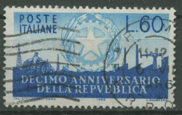 Italien 1956 10 Jahre Republik Staatswappen 969 Gestempelt - 1946-60: Gebraucht
