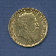 Baden 10 Mark Gold 1904 G, Großherzog Friedrich, J 190 Vz (m6436) - 5, 10 & 20 Mark Or