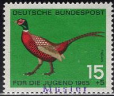 GERMANY(1965) Ring-necked Pheasant. MUSTER (specimen) Overprint. Scott No B405. - Otros & Sin Clasificación