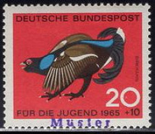 GERMANY(1965) Black Grouse. MUSTER (specimen) Overprint. Scott No B406. - Autres & Non Classés