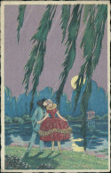 Cs189  Cartolina Art Deco Coppia Coppia Innamorati Romance Illustratore Meschini - Sonstige & Ohne Zuordnung