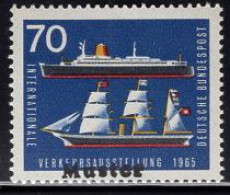 GERMANY(1965) Old & New Ships. MUSTER (specimen) Overprint. Scott No 925. - Sonstige & Ohne Zuordnung