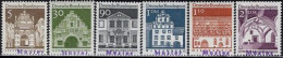 GERMANY(1966) Various Buildings And Structures. Complete Set Of 6 (issued In 1966) With MUSTER (specimen) Overprint. Sco - Autres & Non Classés