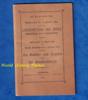 Livre De 1891 - LUXEMBOURG - Exploitation De Mine & Carriére - Imprimerie De La Cour V. Buck - Mineur Carrier Königstein - Ohne Zuordnung