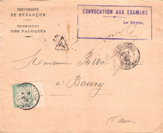 Convocation Aux Examens Le Doyen  - Université De Besançon  Cachet Verso - Other & Unclassified