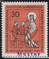 GERMANY(1966) Fishermen Pulling In Miraculous Catch. Jesus. MUSTER (specimen) Overprint. Scott No 961. - Other & Unclassified