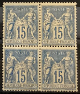 France Sage YT N° 101 En Bloc De Quatre Timbres Neufs *. TB - 1876-1898 Sage (Type II)