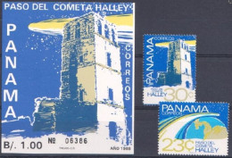 Panama 1986, Appearance Of Halley's Comet, 2val+BF - Amérique Du Sud