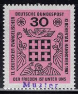 GERMANY(1967) "Peace Is Among Us". MUSTER (specimen) Overprint. Meeting Of German Protestants. Scott No 972. - Andere & Zonder Classificatie
