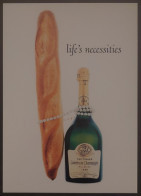 Carte Postale - Taittinger Comtes De Champagne (baguette De Pain - Bouteille De Champagne - Alcool) Life's Necessities - Werbepostkarten