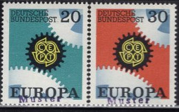 GERMANY(1967) Europa. Set Of 2 With MUSTER (specimen) Overprint. Scott No 969-70. - Andere & Zonder Classificatie
