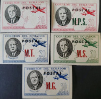 OH) 1949 ECUADOR,  ROOSEVELT, SERVICIO OFICIAL POSTAL  M.P.S - MT - M.S - M.G, CORRESPONDENCIA OFICIAL, IMPERFORATED, XF - Equateur