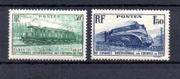 France 1937 Old Set Railroad/train Stamps (Michel 345/46) Nice MLH - Nuovi