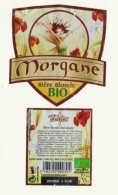 Étiquette Et Contre étiquette De Bière Bio " MORGANE " Fée, Brasserie Lancelot (3198)_eb226 - Birra