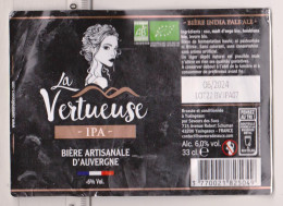 Etiquettes De Bière Artisanale D'Auvergne " La Vertueuse " Brasserie Saveurs Des Ducs 43200 Yssingeaux (3292)_Eb448 - Cerveza