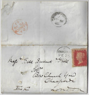 Great Britain 1863 Complete Fold Cover Carlisle To London Stamp 1 Penny Red Perforate Corner Letter EI Queen Victoria - Lettres & Documents