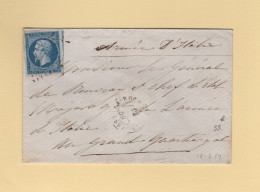 Tarif Militaire - Lettre Adressee Au General De L Armee D Italie Etat Major - 1859 - La Rochelle - Sans Correspondance - 1849-1876: Classic Period