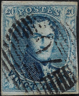 Belgique 1851 COB 7A, 20 C Léopold Ier Médaillon. 4 Marges (ras à Droite), Oblitération P 76 De Louvain - 1851-1857 Médaillons (6/8)