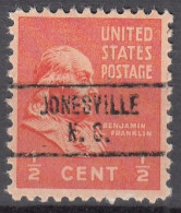 USA LOCAL Precancel/Vorausentwertung/Preo From NORTH CAROLINA - Jonesville - Type 701 - Kisten Für Briefmarken