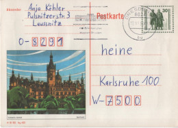 Germany Deutschland DDR 1990 Greifswald, Platz Der Freundschaft, Goethe-Schiller-Denkmal Weimar, Museum Dresden - Privé Postkaarten - Gebruikt