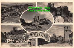 R449999 Greetings From Corfe Castle. Dorset. Jarrold. Crome Series. 1952. Multi - World