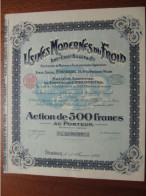 FRANCE - 67 - BAS RHIN - STRASBOURG 1928 - USINES MODERNES DU FROID; ANC ETS BILGER - ACTION 500 FRS - Altri & Non Classificati