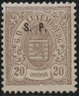 Luxemburg 1880 20 C Small SP Overprint 1 Value Prf 12½ MH - 1906 Guglielmo IV