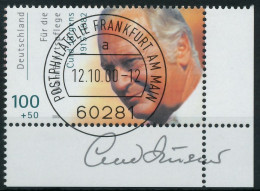 BRD BUND 2000 Nr 2144 Zentrisch Gestempelt ECKE-URE X3D06BA - Used Stamps