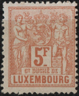 Luxembourg 1882 5 Fr Allegorie Perf 13½, 1 Value MN - 1882 Allegory