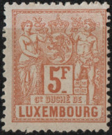 Luxembourg 1882 5 Fr Allegorie Perf 13½, 1 Value MN - 1882 Alegorias