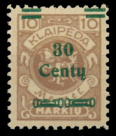 MEMEL 1923 Nr 222I Ungebraucht X4168B2 - Memel (Klaïpeda) 1923