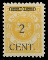 MEMEL 1923 Nr 176II Ungebraucht Gepr. X41E586 - Memelland 1923