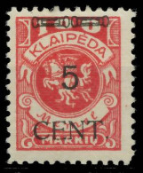 MEMEL 1923 Nr 180IV Ungebraucht X41E6C2 - Memel (Klaipeda) 1923