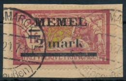 MEMEL 1920 Nr 28x Gestempelt Briefstück Gepr. X447806 - Klaipeda 1923