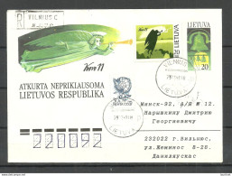 LITHUANIA Litauen 1991 Registered Uprated Postal Stationery Cover Ganzsache O Vilnius To Belarus Mixed Franking - Lituanie