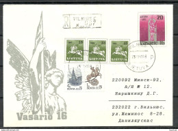 LITHUANIA Litauen 1991 Registered Uprated Postal Stationery Cover Ganzsache O Vilnius To Belarus Mixed Franking - Litouwen