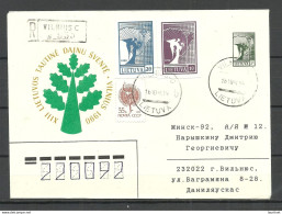 LITHUANIA Litauen 1991 Registered Uprated Postal Stationery Cover Ganzsache O Vilnius To Belarus Mixed Franking - Lituania