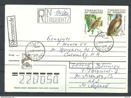 Uzbekistan 1994 Registered Cover, Sent To Belarus Birds V√∂gel Etc. - Ouzbékistan