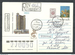Uzbekistan 1994 Registered Cover, Sent To Belarus, Mixed Franking With Soviet Stamp - Ouzbékistan