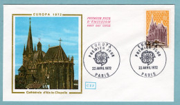 FDC France 1972 - Europa 1972 - Cathédrale D'Aix La Chapelle - YT 1714 - Paris - 1970-1979