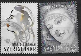 Suède N°3040/3041 Oblitérés émis En 2015 Ingrid Bergman - Gebraucht