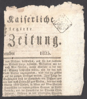 SIGNETTEN POSTMARK STAMP - Zeitungsstempel 1825 Austria - Revenue Tax Stamp - WIENER ZEITUNG - Revenue Stamps