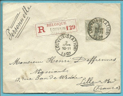 78 Op Brief Aangetekend  Stempel LOUVAIN (STATION) Naar LILLE - 1905 Barba Grossa