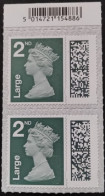 S.G. V4527 ~ TOP MARGINAL PAIR OF 2nd CLASS LARGE LETTER UNFOLDED AND NHM #02297 - Machins