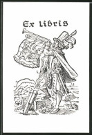 Exlibris Von Jost Amann, Edelmann Mit Posaune & Standarte Im Feld  - Ex-libris