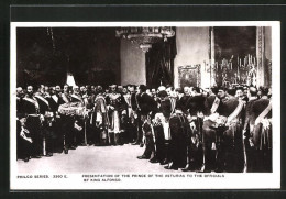 Postal Presentation Of The Prince Of The Asturias To The Officials By King Alfonso  - Familles Royales