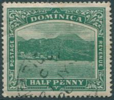 Dominica 1907 SG37 ½d Green KGV Roseau Mult Crown CA Wmk FU (amd) - Dominica (1978-...)