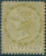 Dominica 1877 SG4 ½d Olive-yellow QV Crown CC Wmk MNG (amd) - Dominica (1978-...)